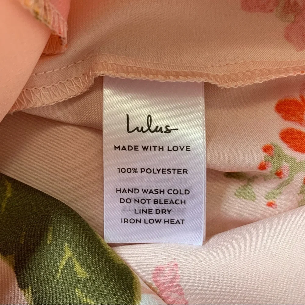 Lulu's Pink Floral Midi Slip Dress with Orange Floral Accents NWOT - Picture 12 of 16